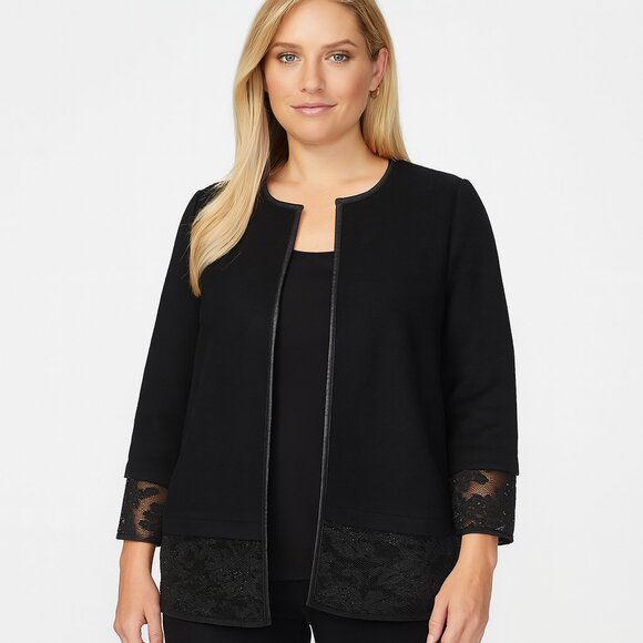 The Limited Black Lace Hem Jacket XS – Elegant Open Front Long Sleeve Blazer - Picture 1 of 6